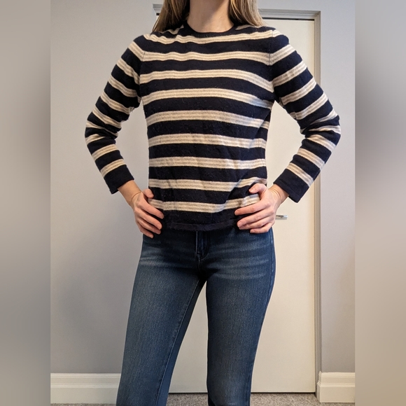 Navy and White Striped Sweater - Picture 4 of 7